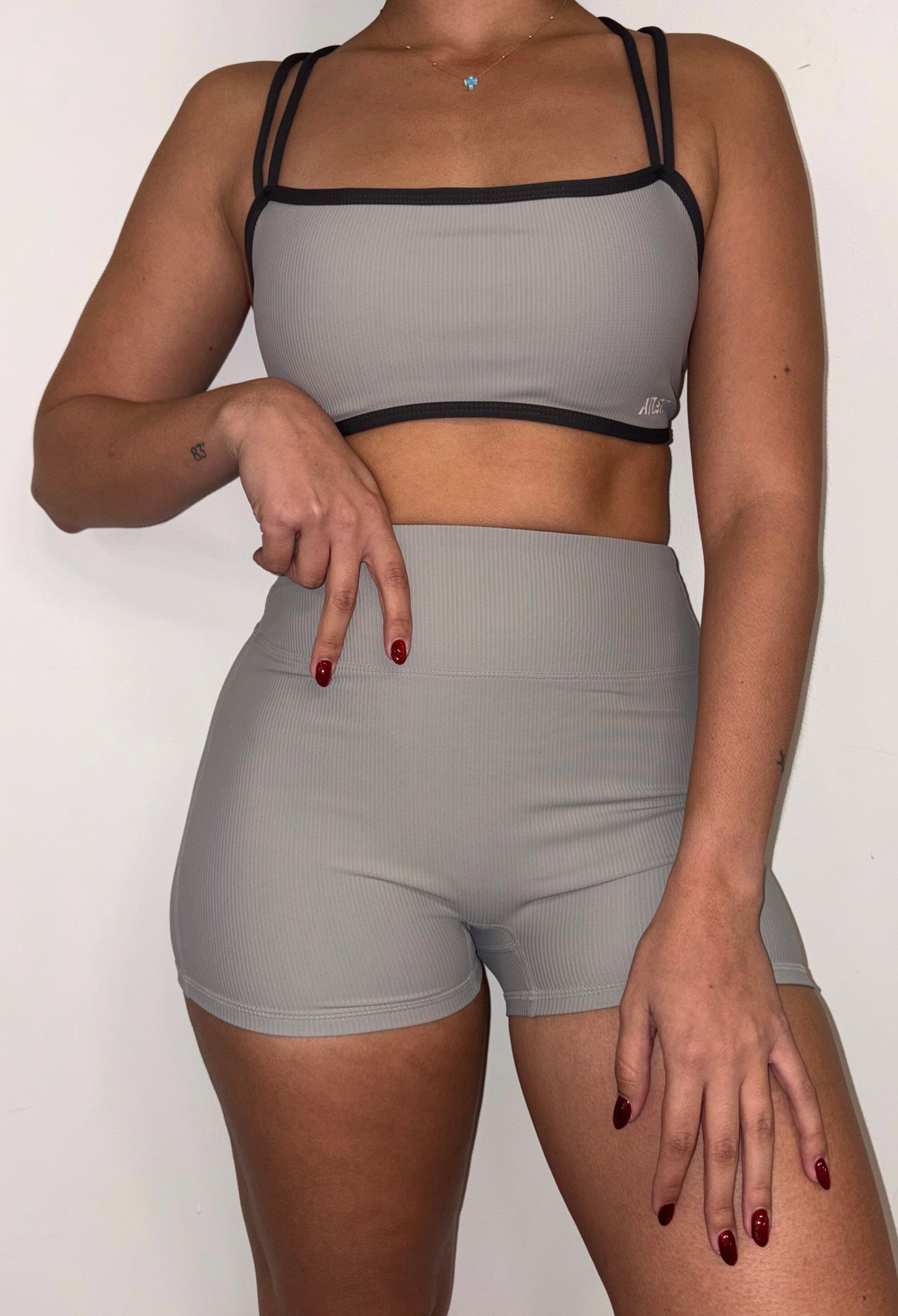 Let's Get Ribbed Short Set [Silver]