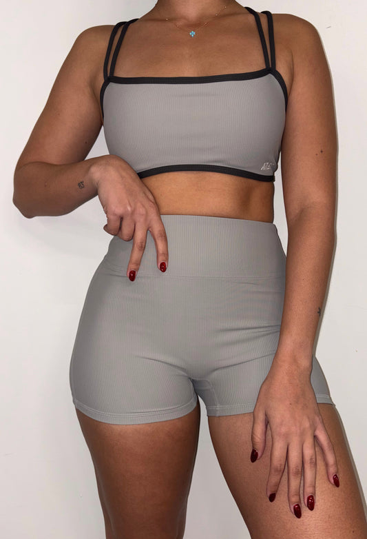Let's Get Ribbed Short Set [Silver]